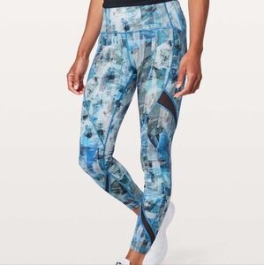 Lululemon On Pace Tight 7/8 *25"Sun Dazed Multi Blue / Super Dark Size 6 *Read